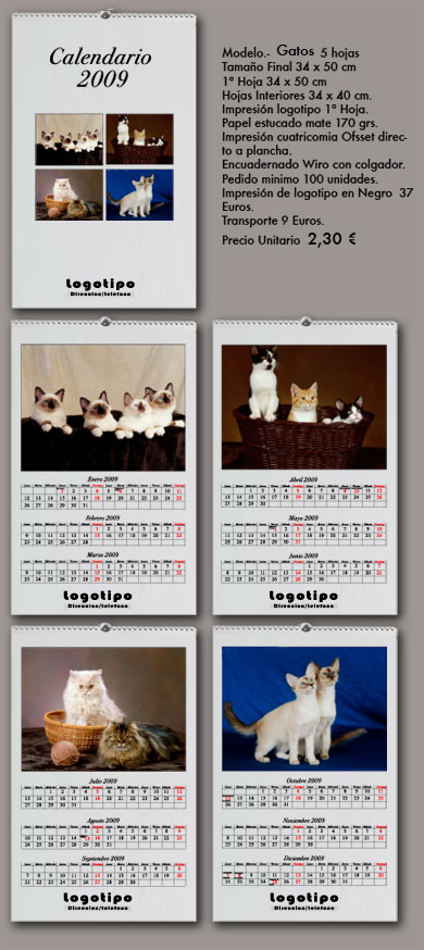 calendarios de pared gatos