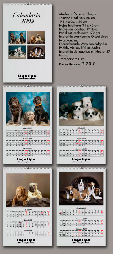 calendarios de pared perros